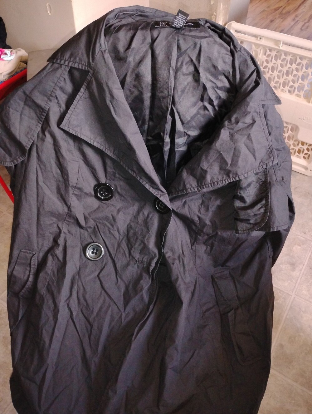 INC International Concepts Plus Size Trench Coat with Notched Lapel